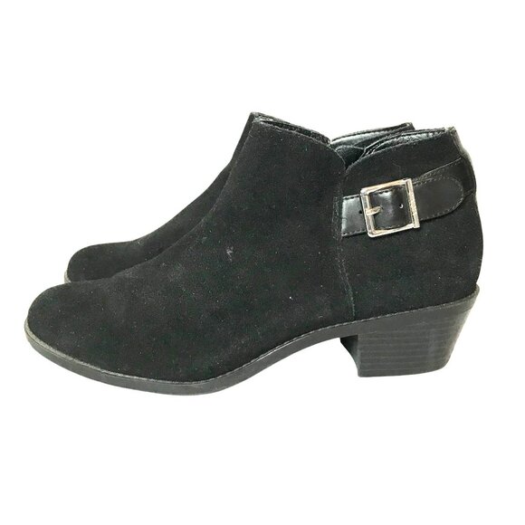 Vionic Serena Black Suede Ankle Booties Womens 8/39 Buckle Detail Side Zip - Picture 5 of 9